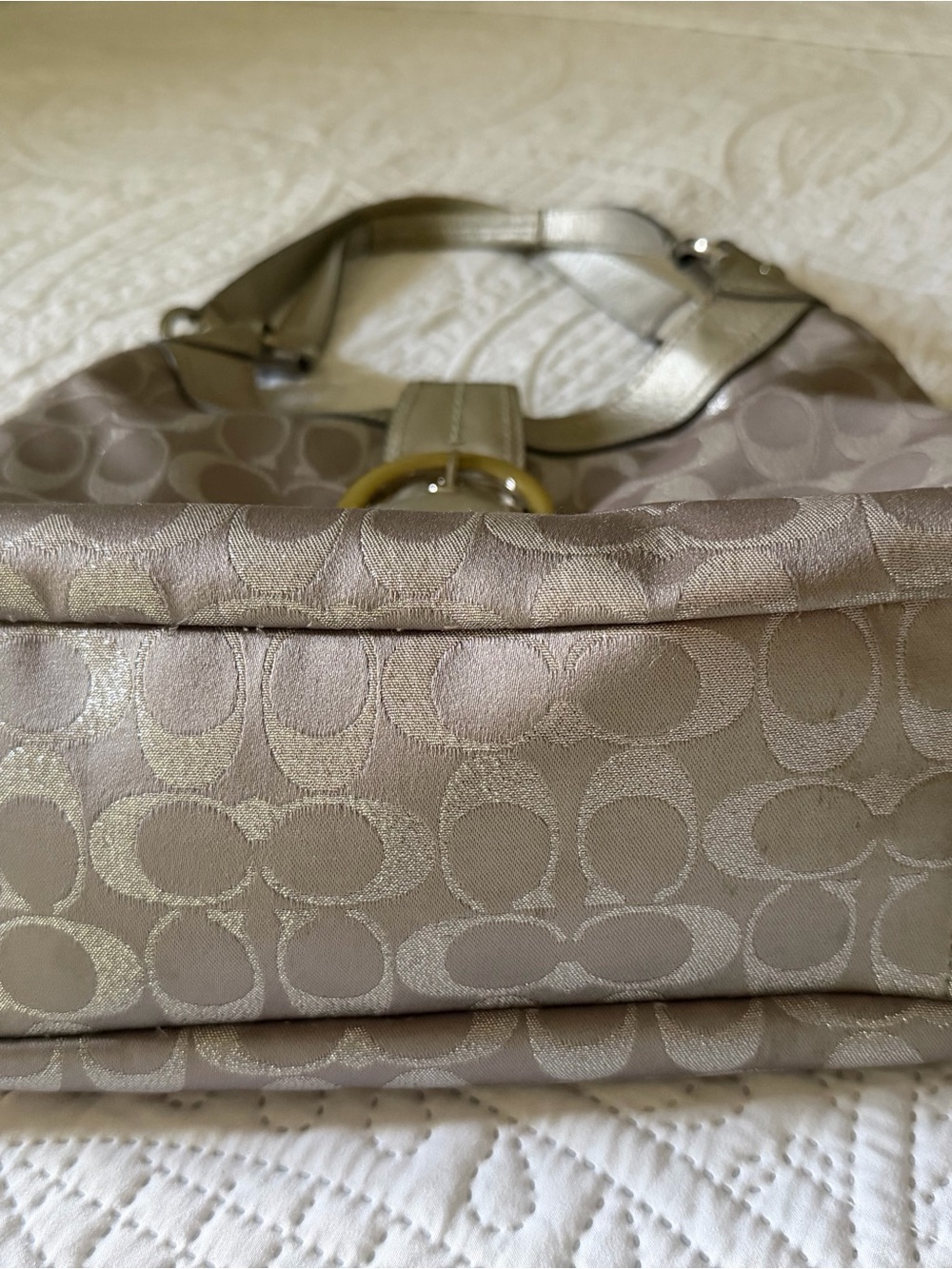 Coach Metallic Taupe Signature Shoulder Bag - Picture 4 of 9